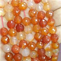 Natural Red Carnelian Agate Round Beads Faceted, approx 8mm