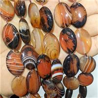 Black Red Stripe Agate Oval Beads Banded Dye, approx 18-25mm