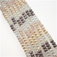 Crystal Glass Beads Faceted Rondelle Mixed Color, approx 4x6mm, 63pcs per st