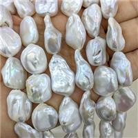 Baroque Style White Pearl Nugget Beads Freeform, approx 15-22mm