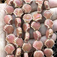 Porcelain Beads Scallop Shell Peach, approx 15mm