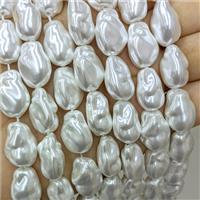 Baroque Style White Pearlized Shell Beads Freeform, approx 14-20mm