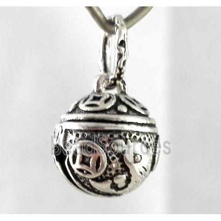 Thailand Sterling Silver pendant, bell, antique silve