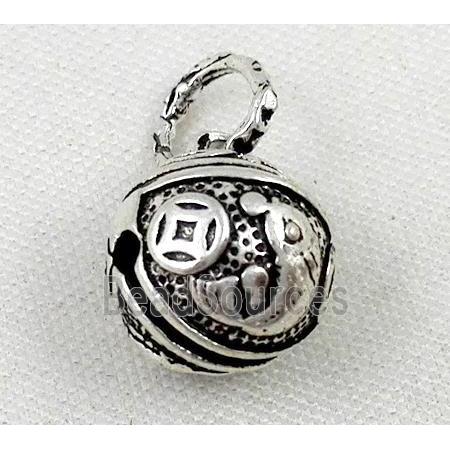 Thailand Sterling Silver pendant, bell, antique silve