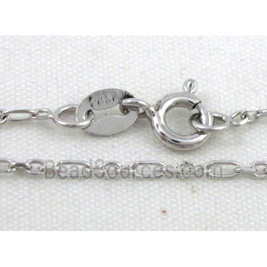 Sterling Silver Necklace Chain, platinum plated