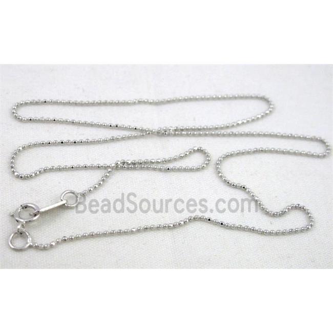 Sterling Silver necklace, faceted round chain, platinum plated