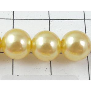 pearlized plastic beads, round, yellow