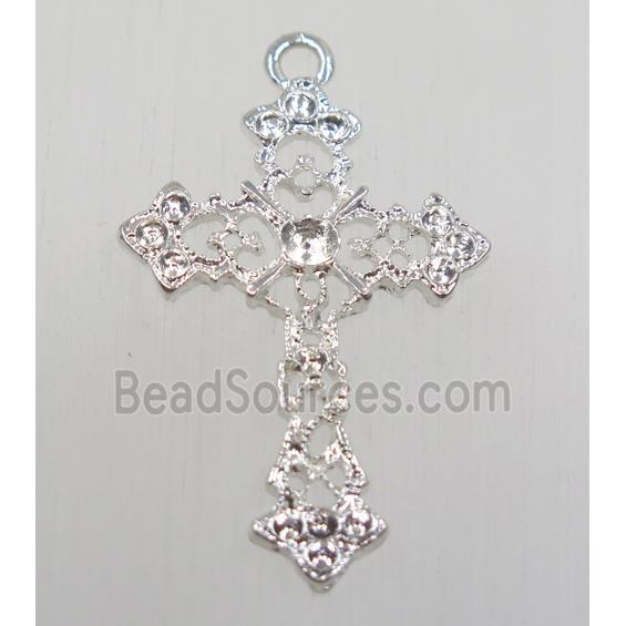 tibetan silver cross pendant, non-nickel, silver plated