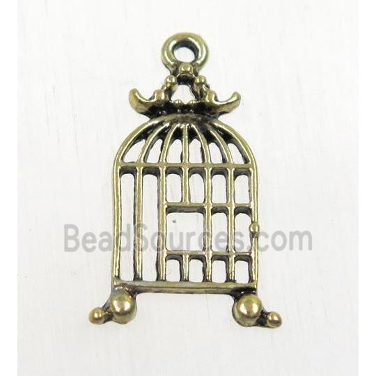 tibetan silver birdcage pendant, non-nickel, bronze