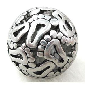 Hollow Tibetan Silver beads ball, lead free and nickel free