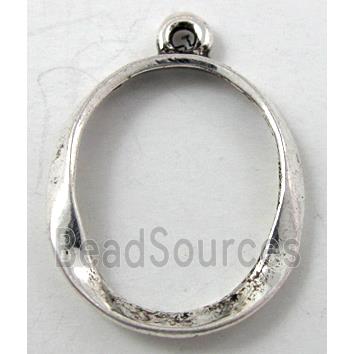 Tibetan Silver oval pendant, lead free and nickel free