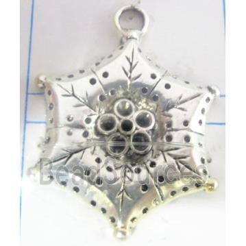 Tibetan Silver flower pendant, lead free and nickel free