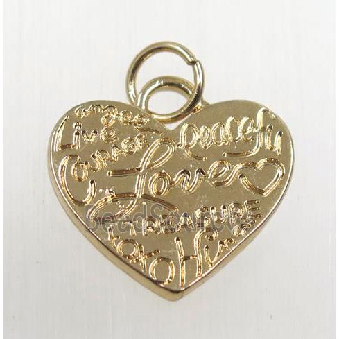 tibetan silver heart pendant, non-nickel, gold plated