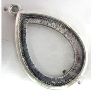 Cameo Tray for teardrop, Tibetan Silver pendant non-nickel