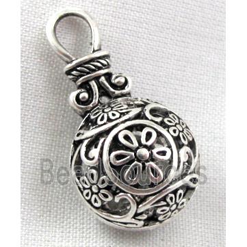 Hollow Tibetan Silver pendant, lead free and nickel free