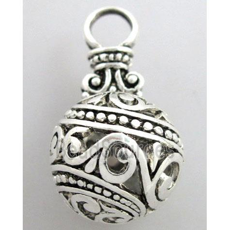 Hollow Tibetan Silver pendant, lead free and nickel free