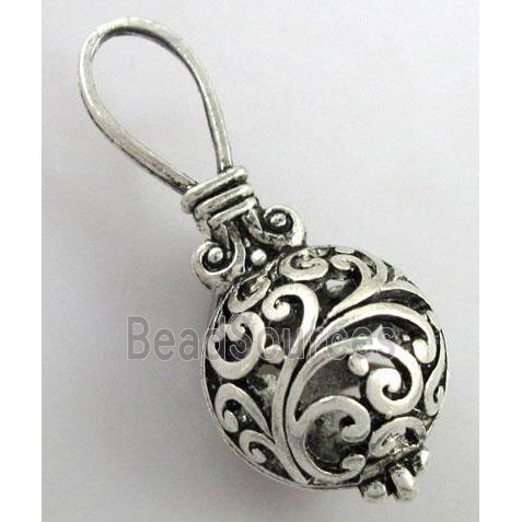 Hollow Tibetan Silver pendant, lead free and nickel free