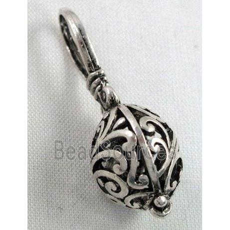 Hollow Tibetan Silver pendant, lead free and nickel free