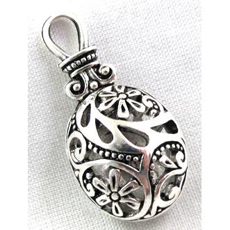 Hollow Tibetan Silver pendant, lead free and nickel free