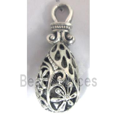 Hollow Tibetan Silver pendant, lead free and nickel free