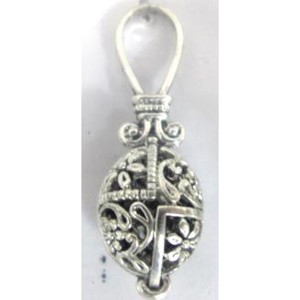 Hollow Tibetan Silver pendant, lead free and nickel free