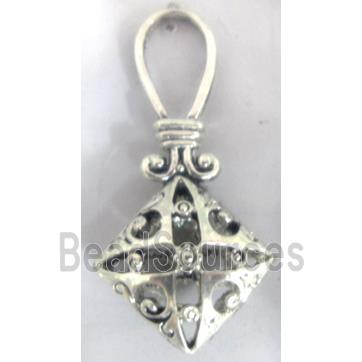 Hollow Tibetan Silver pendant, lead free and nickel free