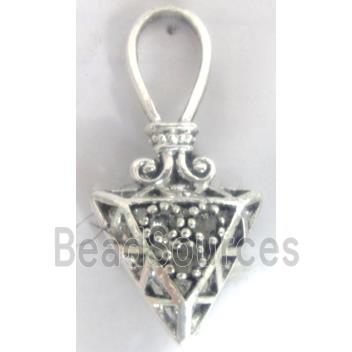 Hollow Tibetan Silver pendant, lead free and nickel free