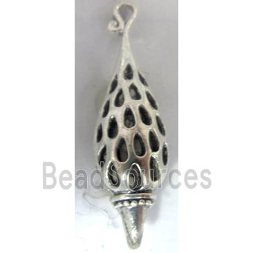 Hollow Tibetan Silver pendant, lead free and nickel free