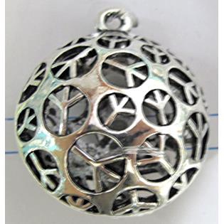 Hollow Tibetan Silver pendant, lead free and nickel free