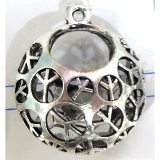 Hollow Tibetan Silver pendant, lead free and nickel free