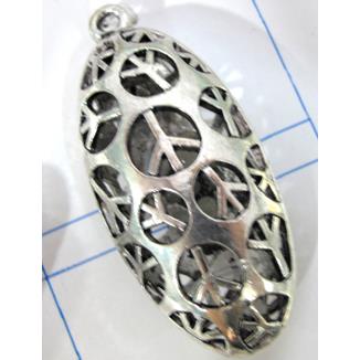 Hollow Tibetan Silver pendant, lead free and nickel free