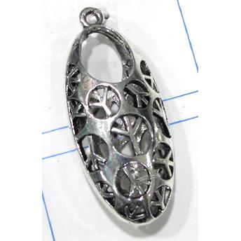 Hollow Tibetan Silver pendant, lead free and nickel free