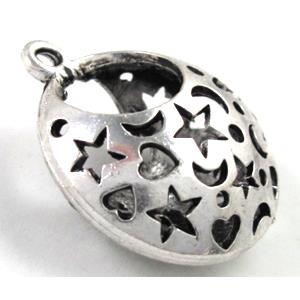 Hollow Tibetan Silver pendant, lead free and nickel free