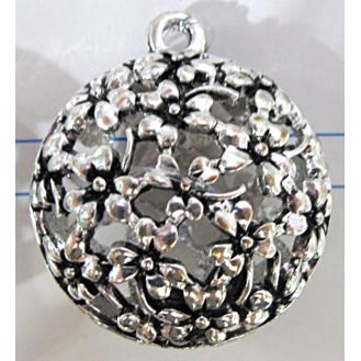 Hollow Tibetan Silver pendant, lead free and nickel free