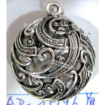 Hollow Tibetan Silver pendant, lead free and nickel free