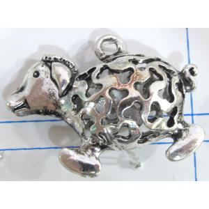 Hollow Tibetan Silver pendant, lead free and nickel free