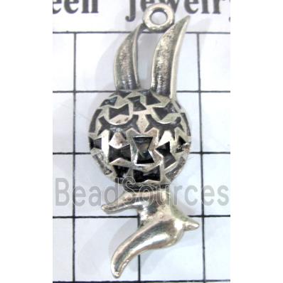 Hollow Tibetan Silver pendant, lead free and nickel free