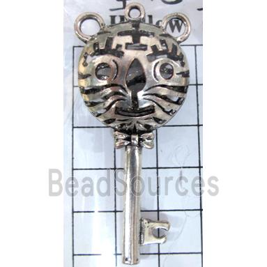 Hollow Tibetan Silver tiger pendant, lead free and nickel free