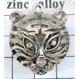 Hollow Tibetan Silver tiger pendant, lead free and nickel free