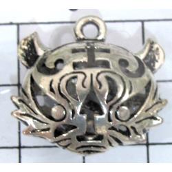 Hollow Tibetan Silver tiger pendant, lead free and nickel free