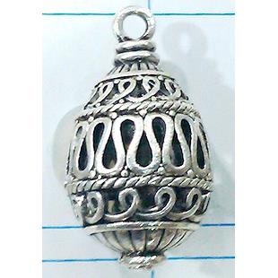 Hollow Tibetan Silver pendant, lead free and nickel free