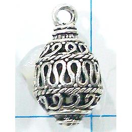 Hollow Tibetan Silver pendant, lead free and nickel free