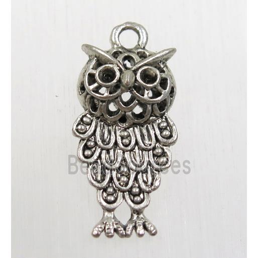 tibetan silver owl pendant, non-nickel