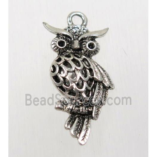 tibetan silver owl pendant, non-nickel