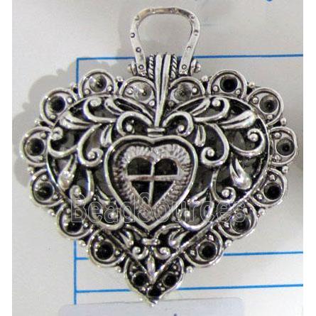 Hollow Tibetan Silver pendant, lead free and nickel free