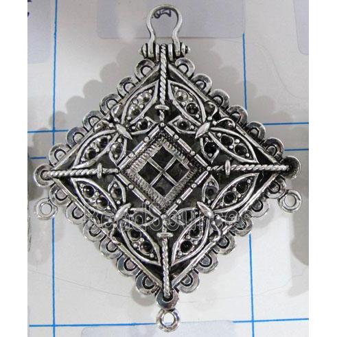 Hollow Tibetan Silver pendant, lead free and nickel free