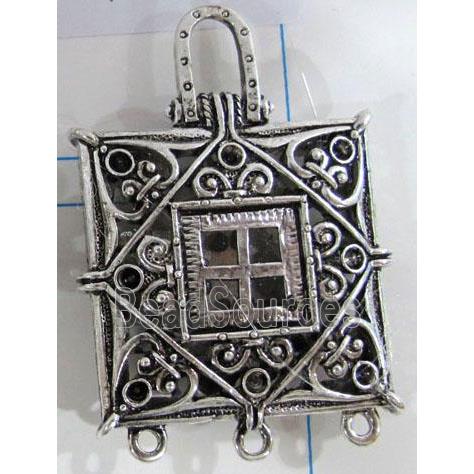 Hollow Tibetan Silver pendant, lead free and nickel free