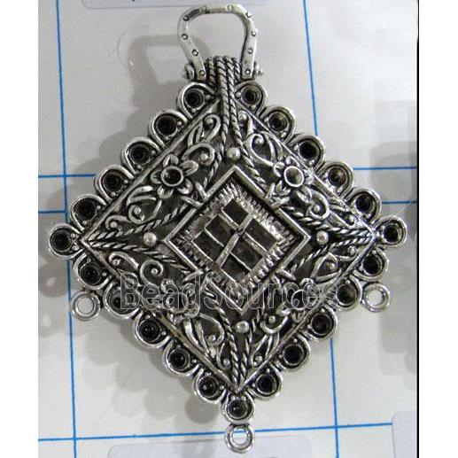 Hollow Tibetan Silver pendant, lead free and nickel free