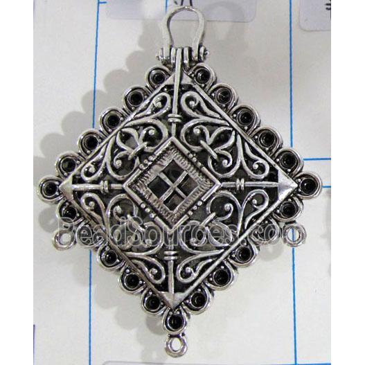 Hollow Tibetan Silver pendant, lead free and nickel free