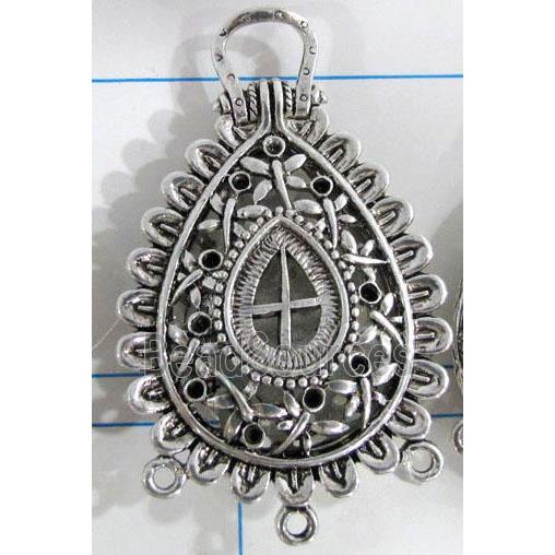 Hollow Tibetan Silver pendant, lead free and nickel free